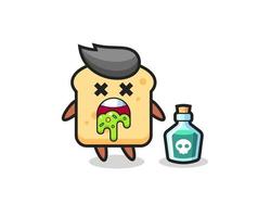 Ilustración de un personaje de pan que vomita debido a una intoxicación. vector