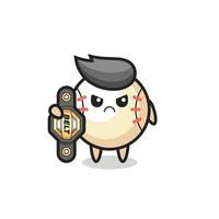 baseball mascot character as a MMA fighter with the champion belt vector