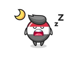 yemen flag badge character illustration sleeping at night vector