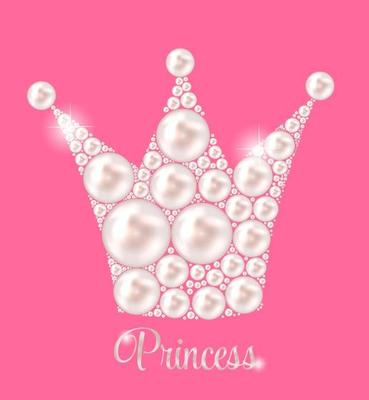 Princess Crown Pearl Background Vector Illustration.