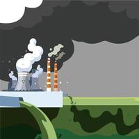 contaminación ambiental por fábrica, emisión de desechos al agua del río vector