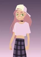 girl character wearing trendy clothes youth culture vector