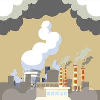 polluted air soil and water factory pollutes the environment vector