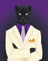 people art animal, portrait of panther in suit and tie vector