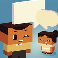 childrens talking dialogue speech bubble, isometric style vector