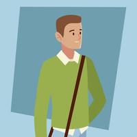 student male character with handbag, people student university vector