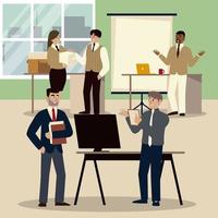 business people at work with teamwork, office employees vector