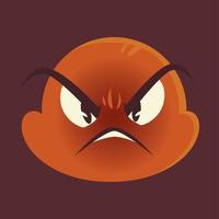 emoji divertido, emoticon expresión de cara enojada redes sociales vector