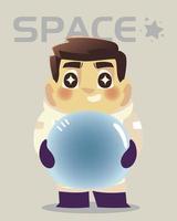 space astronaut in spacesuit with helmet cartoon character vector