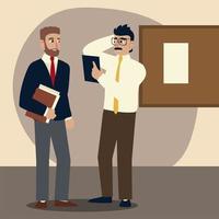 business people, worried businessmen with folder documents office vector