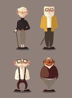 different old men character cartoon male senior vector