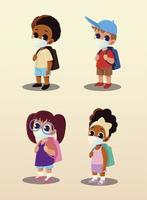 Back to school of kids with medical masks vector design