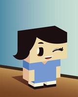 cute little girl standing cartoon in isometric style vector
