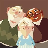 cute senior grandparents men cartoon characters male vector