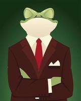 people art animal, portrait frog in suit and red necktie vector