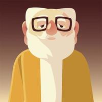 old man with glasses, grandfather cartoon character senior vector