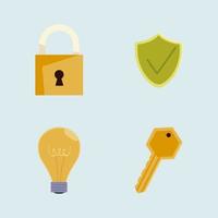 web icon set padlock shield check mark key and bulb vector