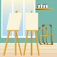 paint class art canvas easel frames in the studio vector