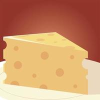 Rebanada de queso en plato de comida icono imagen aislada vector