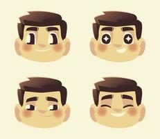 caras divertidas hombre personajes de dibujos animados expresión diferente vector