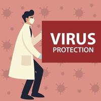 covid 19 virus protection and man doctor with mask vector design