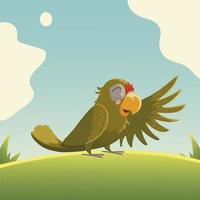 parrot bird tropical cartoon animal in the grass vector