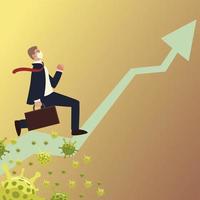 covid 19 virus businessman with increase arrow vector design
