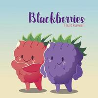 fruits kawaii funny face happiness cute blackberries vector