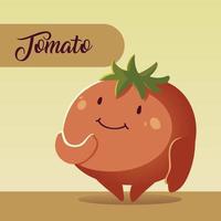 vegetales kawaii dibujos animados lindo tomate vector