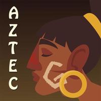 aztec warrior man with round earring character vector