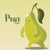 fruit kawaii cheerful face cartoon cute pear vector