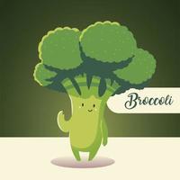 Vegetales kawaii dibujos animados lindo brócoli vector