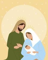 nativity sacred family mary jospeh and baby jesus vector