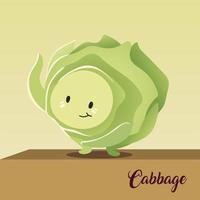 vegetable kawaii cartoon cute cabbage vector