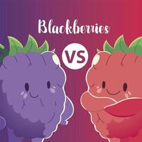 fruits kawaii face happiness cute blackberries funny vector