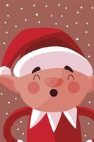 merry christmas cute elf cartoon portrait vector