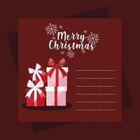 merry christmas greeting card with gift boxes vector