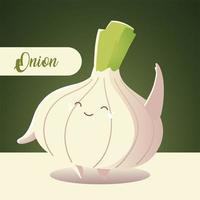 Vegetales kawaii dibujos animados lindo cebolla vector