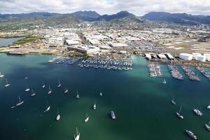 Aerial shot of waikiki beach honolulu hawaii photo