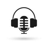 Microphone and headphone icon. Podcast or radio logo design. vector