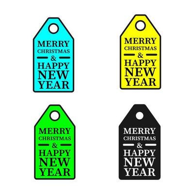 Christmas and New Year gift tag stickers set.