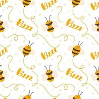Cute child seamless hand drawn pattern with flying kid bee vector