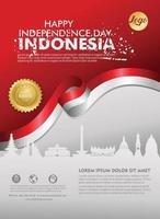 Conjunto de banners de celebración del día de la independencia de Indonesia. vector