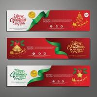 Establecer diseño de plantilla feliz navidad banner horizontal vector