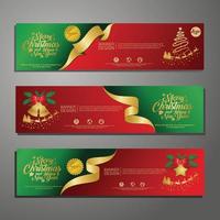 Establecer diseño de plantilla feliz navidad banner horizontal vector