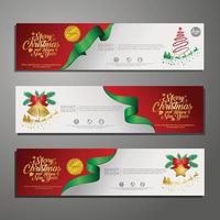 Establecer diseño de plantilla feliz navidad banner horizontal vector