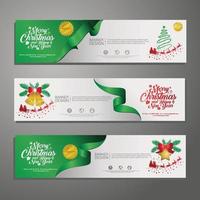 Establecer diseño de plantilla feliz navidad banner horizontal vector