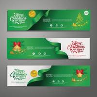 Establecer diseño de plantilla feliz navidad banner horizontal vector