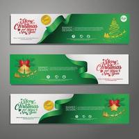 Establecer diseño de plantilla feliz navidad banner horizontal vector