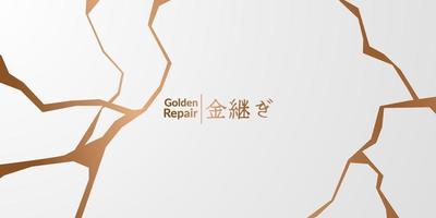 kintsugi golden crack restoration background texture banner vector